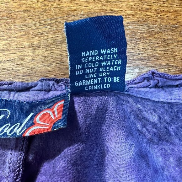 Vintage Phool Maxi Dress Large Purple 3/4 Sleeve Tie Dye Hippie Boho Cotton - Picture 11 of 11